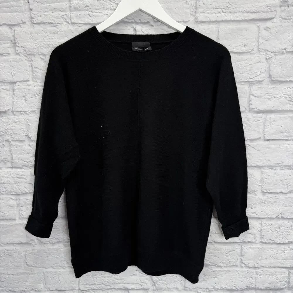 J.Crew 100% Italian Cashmere Sweater Size XS Oversized Black Long Sleeve